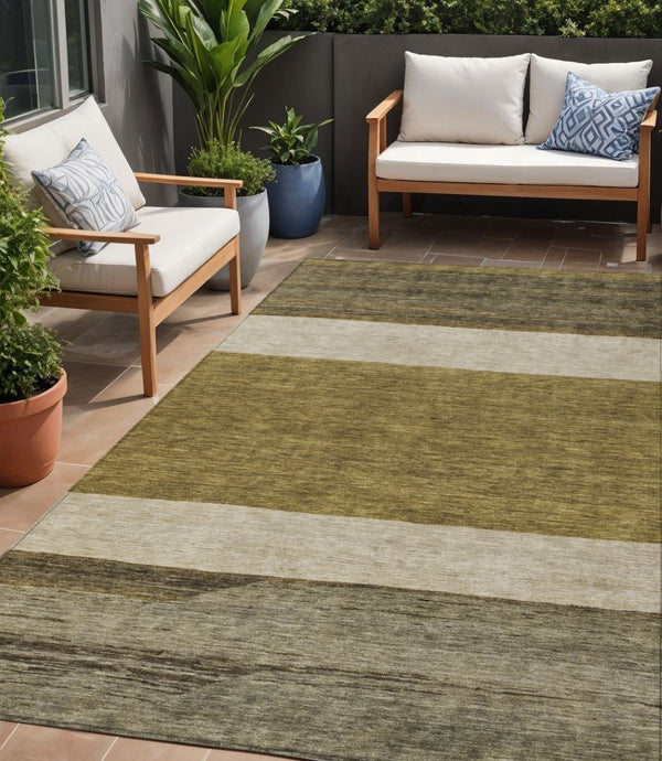 HomeRoots 5' Modern Abstract Area Rug in Coffee, Ivory, and Gray - Durable, Washable for Indoor & Outdoor Use 5' X 8' 615255