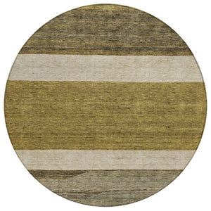 HomeRoots 5' Modern Abstract Area Rug in Coffee, Ivory, and Gray - Durable, Washable for Indoor & Outdoor Use 8' Round 615256