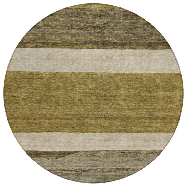 HomeRoots 5' Modern Abstract Area Rug in Coffee, Ivory, and Gray - Durable, Washable for Indoor & Outdoor Use 8' Round 615256