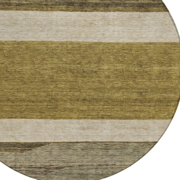 HomeRoots 5' Modern Abstract Area Rug in Coffee, Ivory, and Gray - Durable, Washable for Indoor & Outdoor Use 8' Round 615256