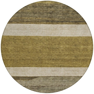 HomeRoots 5' Modern Abstract Area Rug in Coffee, Ivory, and Gray - Durable, Washable for Indoor & Outdoor Use 8' Round 615256