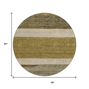 HomeRoots 5' Modern Abstract Area Rug in Coffee, Ivory, and Gray - Durable, Washable for Indoor & Outdoor Use 8' Round 615256