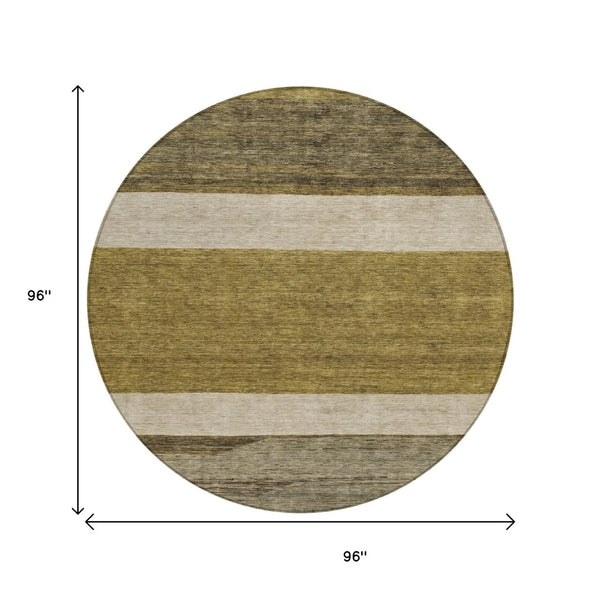 HomeRoots 5' Modern Abstract Area Rug in Coffee, Ivory, and Gray - Durable, Washable for Indoor & Outdoor Use 8' Round 615256
