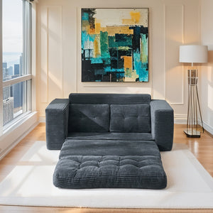 English Elm Loveseat Convertible Sofa Bed With Memory Foam - Stylish Corduroy, No Assembly, Perfect For Small Spaces! W2959P379137