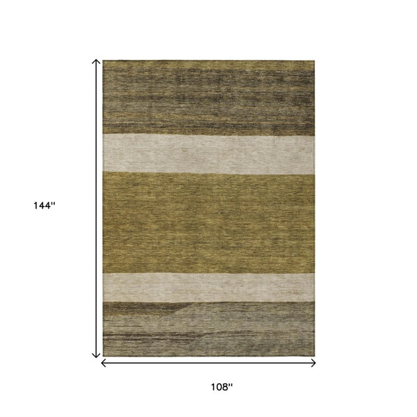 HomeRoots 5' Modern Abstract Area Rug in Coffee, Ivory, and Gray - Durable, Washable for Indoor & Outdoor Use 9' X 12' 615258