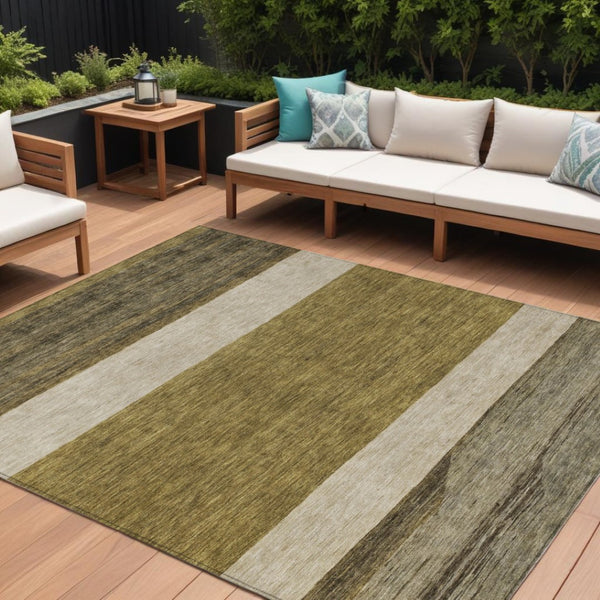 HomeRoots 5' Modern Abstract Area Rug in Coffee, Ivory, and Gray - Durable, Washable for Indoor & Outdoor Use 9' X 12' 615258
