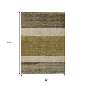 HomeRoots 5' Modern Abstract Area Rug in Coffee, Ivory, and Gray - Durable, Washable for Indoor & Outdoor Use 10' X 14' 615259