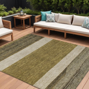HomeRoots 5' Modern Abstract Area Rug in Coffee, Ivory, and Gray - Durable, Washable for Indoor & Outdoor Use 10' X 14' 615259