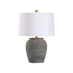 Wildwood Greer Matte Black Ceramic Lamp With Ridged Urn Silhouette — Ambient Accent Lighting For Modern Homes 61526