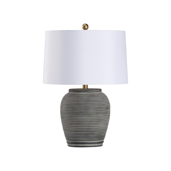Wildwood Greer Matte Black Ceramic Lamp With Ridged Urn Silhouette — Ambient Accent Lighting For Modern Homes 61526