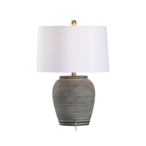 Wildwood Greer Matte Black Ceramic Lamp With Ridged Urn Silhouette — Ambient Accent Lighting For Modern Homes 61526