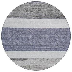 HomeRoots 5' Stylish Denim Blue Abstract Rug – Washable Indoor/Outdoor Solution for Modern Spaces & Durability 8' Round 615262