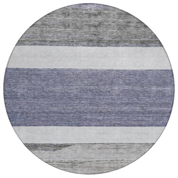 HomeRoots 5' Stylish Denim Blue Abstract Rug – Washable Indoor/Outdoor Solution for Modern Spaces & Durability 8' Round 615262