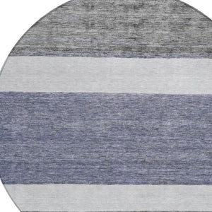 HomeRoots 5' Stylish Denim Blue Abstract Rug – Washable Indoor/Outdoor Solution for Modern Spaces & Durability 8' Round 615262