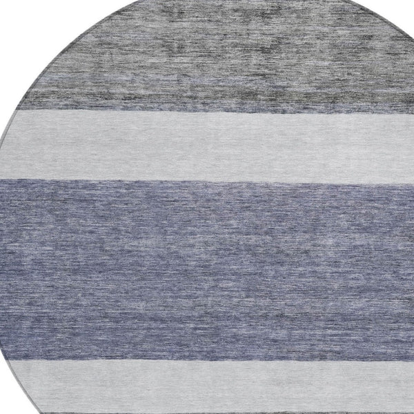 HomeRoots 5' Stylish Denim Blue Abstract Rug – Washable Indoor/Outdoor Solution for Modern Spaces & Durability 8' Round 615262