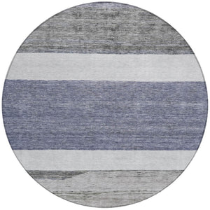 HomeRoots 5' Stylish Denim Blue Abstract Rug – Washable Indoor/Outdoor Solution for Modern Spaces & Durability 8' Round 615262