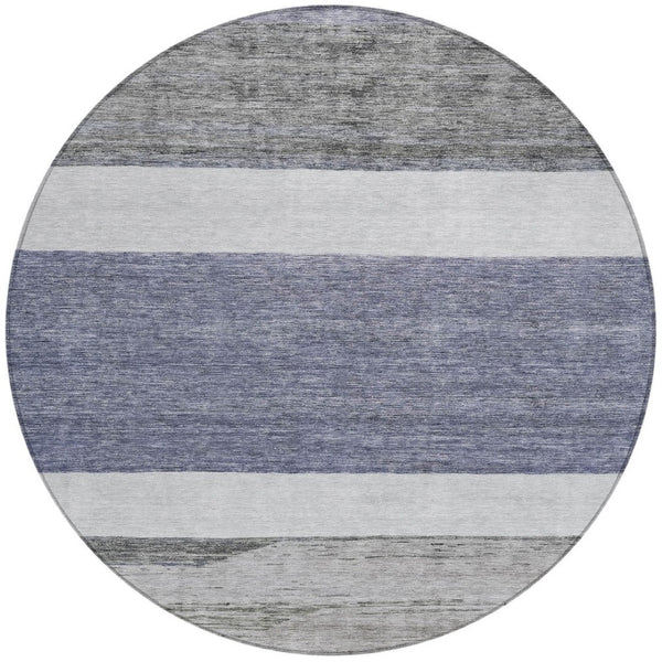 HomeRoots 5' Stylish Denim Blue Abstract Rug – Washable Indoor/Outdoor Solution for Modern Spaces & Durability 8' Round 615262