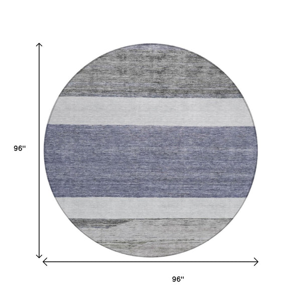HomeRoots 5' Stylish Denim Blue Abstract Rug – Washable Indoor/Outdoor Solution for Modern Spaces & Durability 8' Round 615262