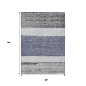HomeRoots 5' Stylish Denim Blue Abstract Rug – Washable Indoor/Outdoor Solution for Modern Spaces & Durability 9' X 12' 615264