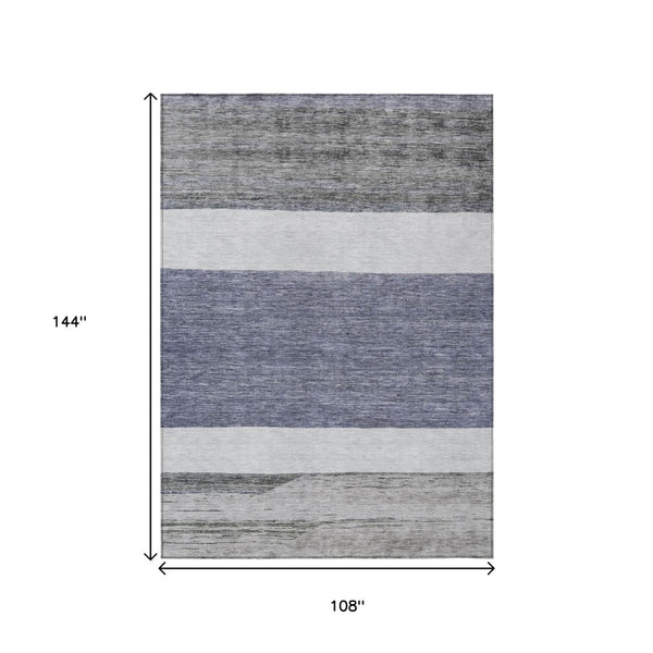 HomeRoots 5' Stylish Denim Blue Abstract Rug – Washable Indoor/Outdoor Solution for Modern Spaces & Durability 9' X 12' 615264