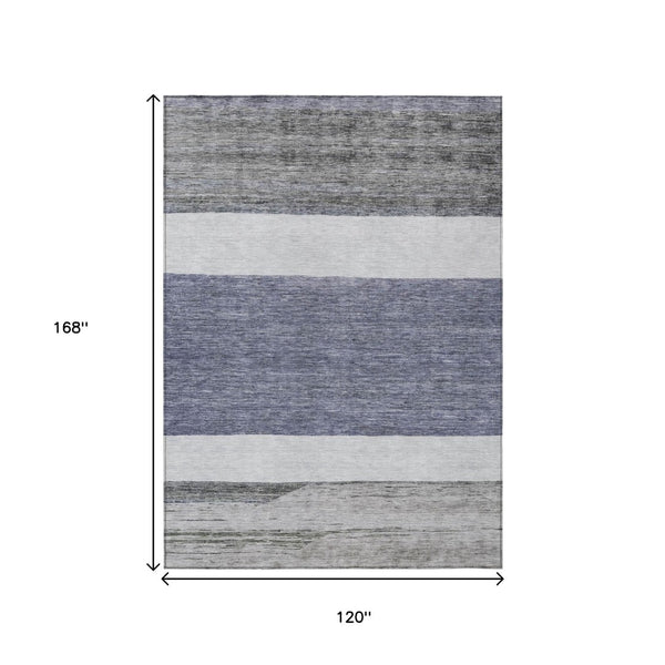 HomeRoots 5' Stylish Denim Blue Abstract Rug – Washable Indoor/Outdoor Solution for Modern Spaces & Durability 10' X 14' 615265