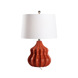 Wildwood Oliver Sculptural Fluted Ceramic Lamp With Glossy Glaze And White Linen Shade For Warm Ambient Lighting Red 61527