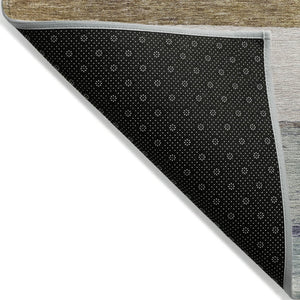 HomeRoots 5' Abstract Washable Area Rug in Brown, Ivory, and Blue – Durable Style for Indoor and Outdoor Use 5' X 8' 615273