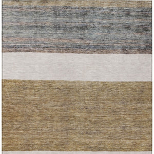 HomeRoots 5' Abstract Washable Area Rug in Brown, Ivory, and Blue – Durable Style for Indoor and Outdoor Use 5' X 8' 615273