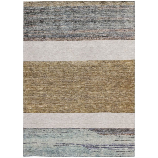 HomeRoots 5' Abstract Washable Area Rug in Brown, Ivory, and Blue – Durable Style for Indoor and Outdoor Use 9' X 12' 615276