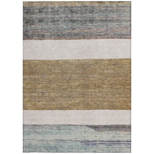 HomeRoots 5' Abstract Washable Area Rug in Brown, Ivory, and Blue – Durable Style for Indoor and Outdoor Use 10' X 14' 615277