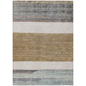 HomeRoots 5' Abstract Washable Area Rug in Brown, Ivory, and Blue – Durable Style for Indoor and Outdoor Use 10' X 14' 615277