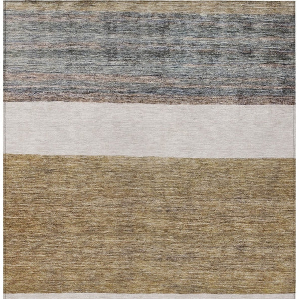 HomeRoots 5' Abstract Washable Area Rug in Brown, Ivory, and Blue – Durable Style for Indoor and Outdoor Use 10' X 14' 615277