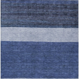 HomeRoots 5' Washable Indoor/Outdoor Area Rug with Navy, Sky Blue, Charcoal Abstract Design for Modern Spaces 5' X 8' 615279