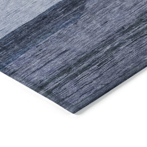 HomeRoots 5' Washable Indoor/Outdoor Area Rug with Navy, Sky Blue, Charcoal Abstract Design for Modern Spaces 5' X 8' 615279