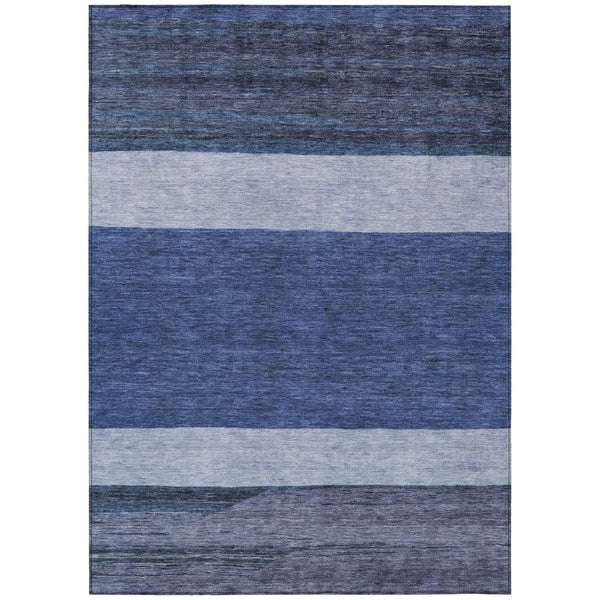 HomeRoots 5' Washable Indoor/Outdoor Area Rug with Navy, Sky Blue, Charcoal Abstract Design for Modern Spaces 10' X 14' 615283