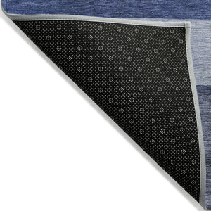 HomeRoots 5' Washable Indoor/Outdoor Area Rug with Navy, Sky Blue, Charcoal Abstract Design for Modern Spaces 10' X 14' 615283