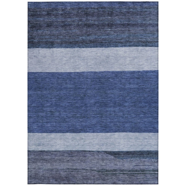 HomeRoots 5' Washable Indoor/Outdoor Area Rug with Navy, Sky Blue, Charcoal Abstract Design for Modern Spaces 10' X 14' 615283