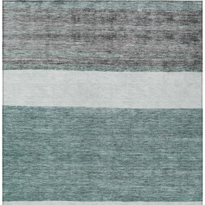HomeRoots 5' Stylish Teal Blue and Gray Abstract Area Rug - Washable, Durable, Indoor/Outdoor Versatile Design 5' X 8' 615297