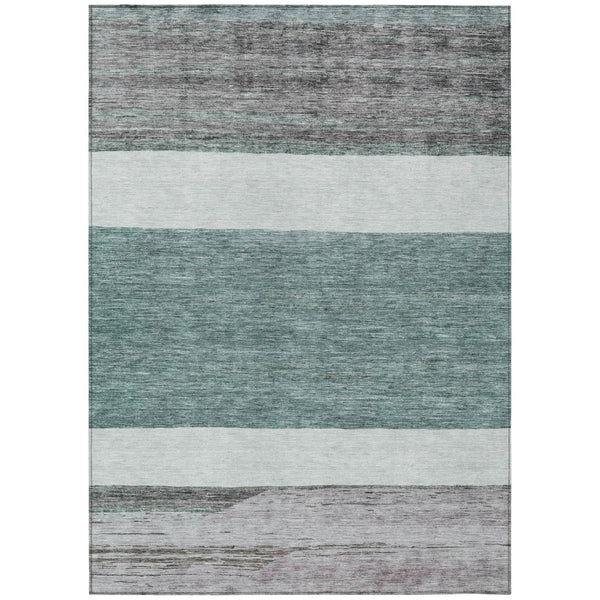 HomeRoots 5' Stylish Teal Blue and Gray Abstract Area Rug - Washable, Durable, Indoor/Outdoor Versatile Design 5' X 8' 615297