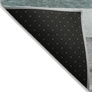 HomeRoots 5' Stylish Teal Blue and Gray Abstract Area Rug - Washable, Durable, Indoor/Outdoor Versatile Design 8' X 10' 615299