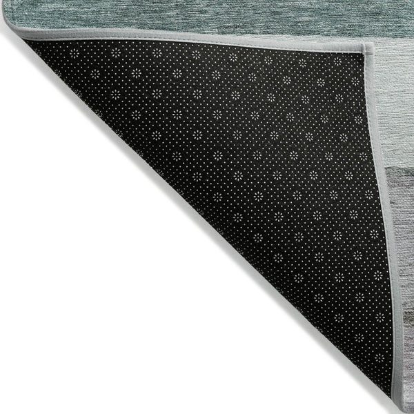 HomeRoots 5' Stylish Teal Blue and Gray Abstract Area Rug - Washable, Durable, Indoor/Outdoor Versatile Design 8' X 10' 615299