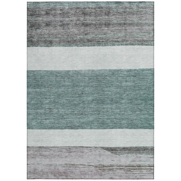 HomeRoots 5' Stylish Teal Blue and Gray Abstract Area Rug - Washable, Durable, Indoor/Outdoor Versatile Design 8' X 10' 615299
