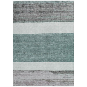 HomeRoots 5' Stylish Teal Blue and Gray Abstract Area Rug - Washable, Durable, Indoor/Outdoor Versatile Design 9' X 12' 615300