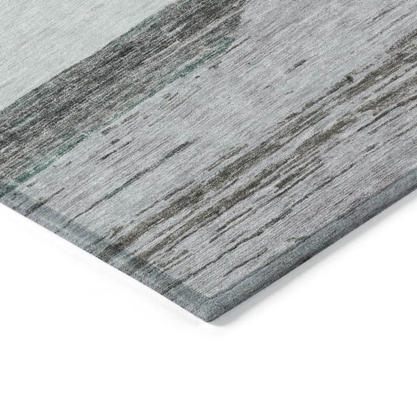 HomeRoots 5' Stylish Teal Blue and Gray Abstract Area Rug - Washable, Durable, Indoor/Outdoor Versatile Design 9' X 12' 615300