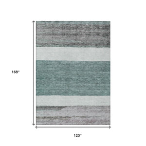 HomeRoots 5' Stylish Teal Blue and Gray Abstract Area Rug - Washable, Durable, Indoor/Outdoor Versatile Design 10' X 14' 615301