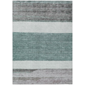 HomeRoots 5' Stylish Teal Blue and Gray Abstract Area Rug - Washable, Durable, Indoor/Outdoor Versatile Design 10' X 14' 615301