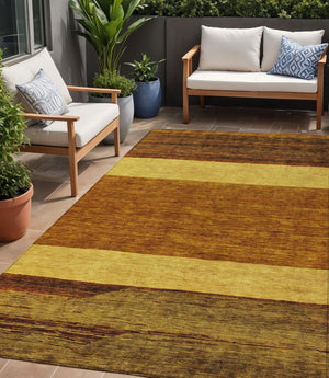 HomeRoots 5' Terra Cotta Gold and Brown Abstract Area Rug - Durable, Washable, Indoor/Outdoor Design for All Spaces 5' X 8' 615303