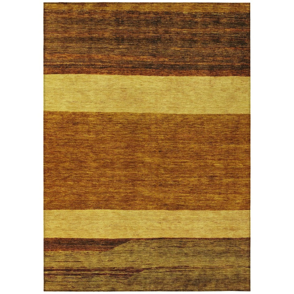 HomeRoots 5' Terra Cotta Gold and Brown Abstract Area Rug - Durable, Washable, Indoor/Outdoor Design for All Spaces 5' X 8' 615303
