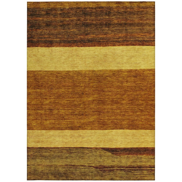 HomeRoots 5' Terra Cotta Gold and Brown Abstract Area Rug - Durable, Washable, Indoor/Outdoor Design for All Spaces 5' X 8' 615303