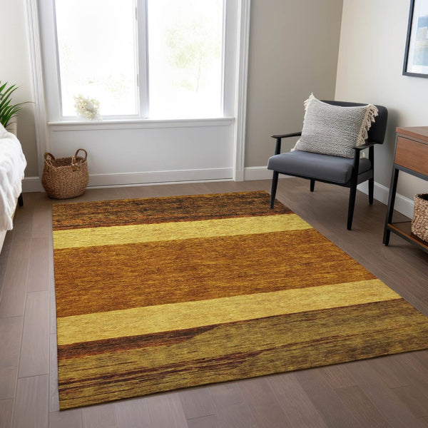 HomeRoots 5' Terra Cotta Gold and Brown Abstract Area Rug - Durable, Washable, Indoor/Outdoor Design for All Spaces 5' X 8' 615303